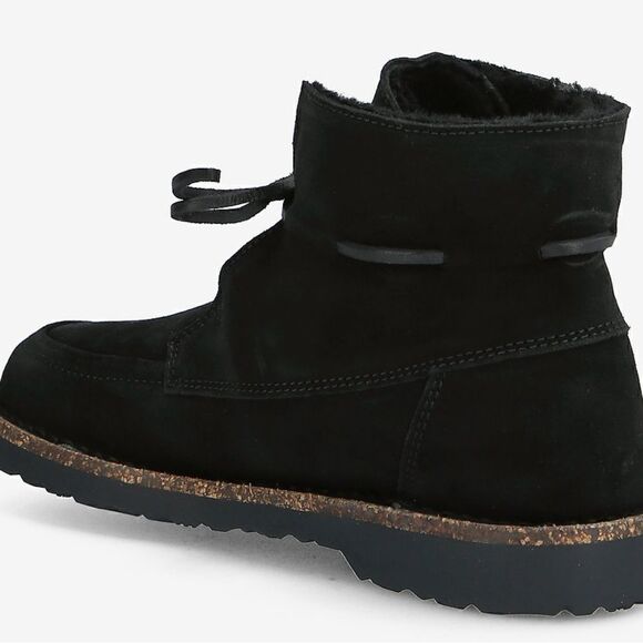 NWT Birkenstock Bakki Suede Leather Bootie Cork Sole Slip On Shoe Narrow Furry - Picture 3 of 14